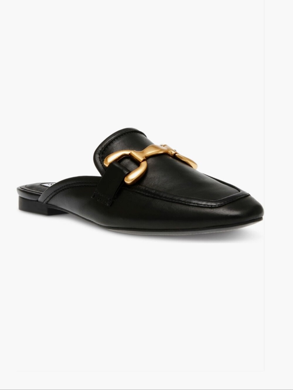 Steve Madden NWOT Black Leather Slip-On Mules with Gold Buckle Women's Size 9M